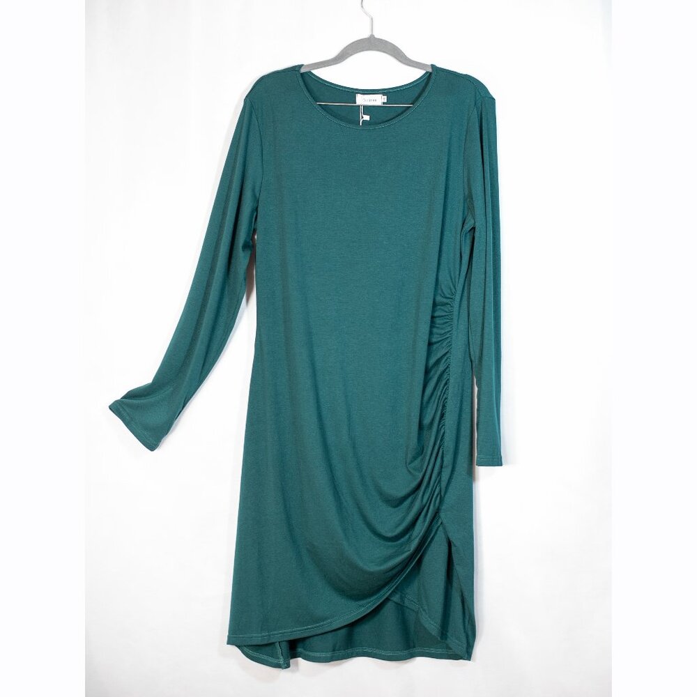 NWT Coolmee Ruched Side Midi Dress Dark Green Size XL